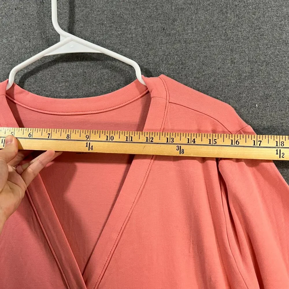 AnyBody Cozy Knit Button Front Long Cardigan Rose Size X-Large